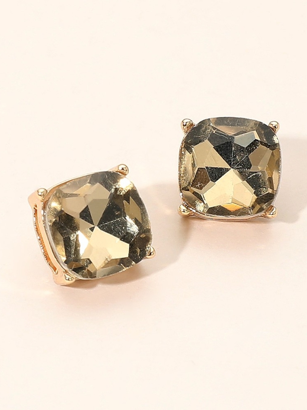 Topaz Square Stud Gold Fashion Jewelry Earrings Statement Accessories